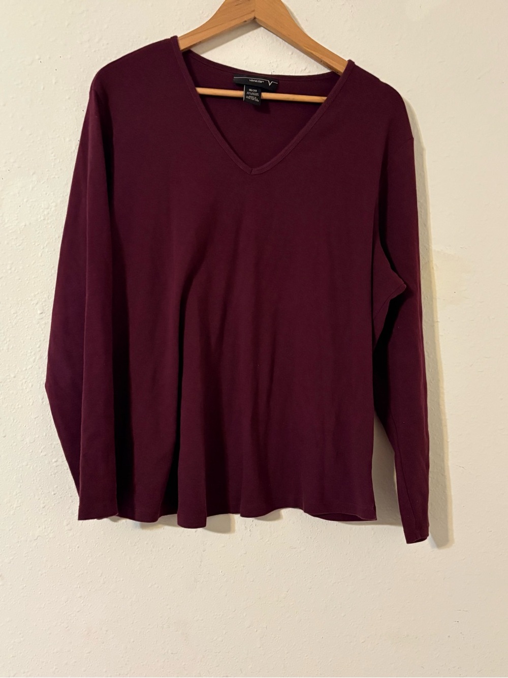 Venezia Long Sleeve V-Neck Top in Deep Plum